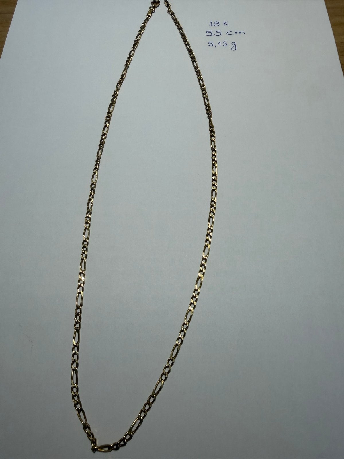 18K Gouden Figaro Ketting - 55 cm, Sieraden, Tassen en Uiterlijk, Kettingen, Ophalen of Verzenden, Gebruikt, Goud, Goud