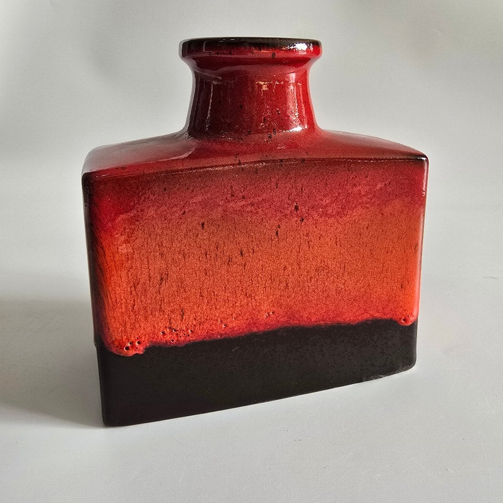 West-Duitse Fat Lava vaas. Scheurich 281-19. rood, oranje, Ophalen of Verzenden