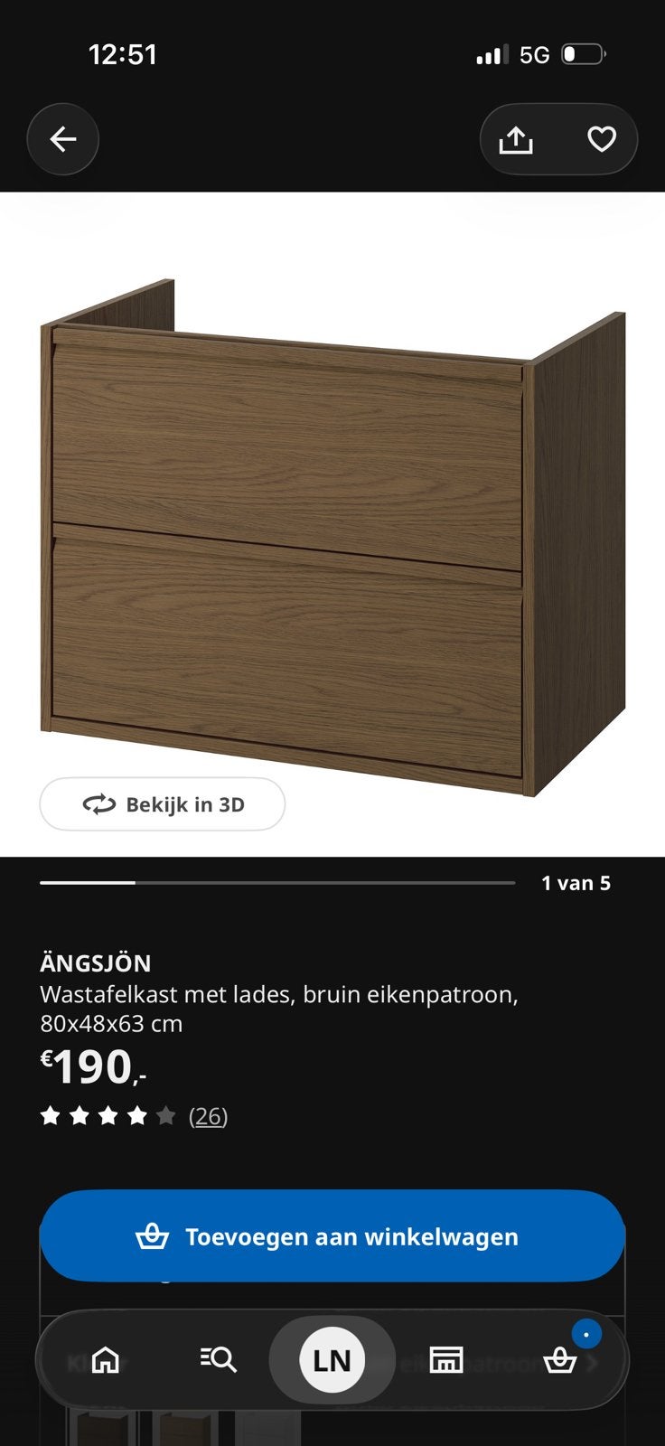 Wastafelmeubel Angsjon 80x48x63 incl wasbak Orrsjon IKEA, Huis en Inrichting, Badkamer | Badkamermeubels, Ophalen, Nieuw, 50 tot 100 cm