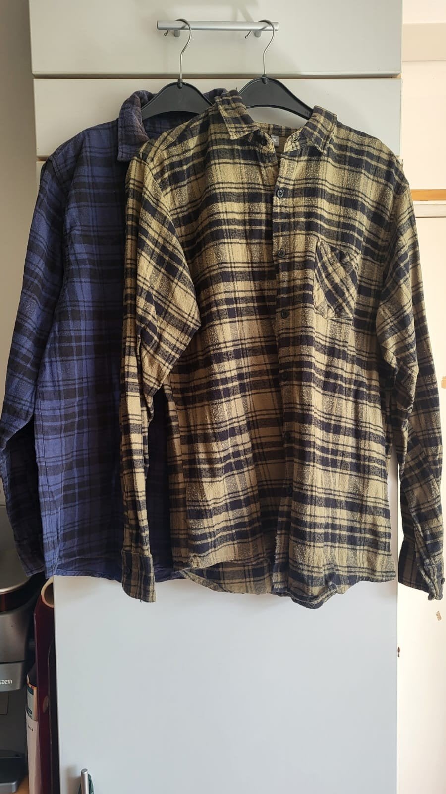 Set van 2 flanellen overhemden - blauw & legergroen, mt. XL, Kleding | Heren, Overhemden, Blauw, Ophalen of Verzenden, Gedragen