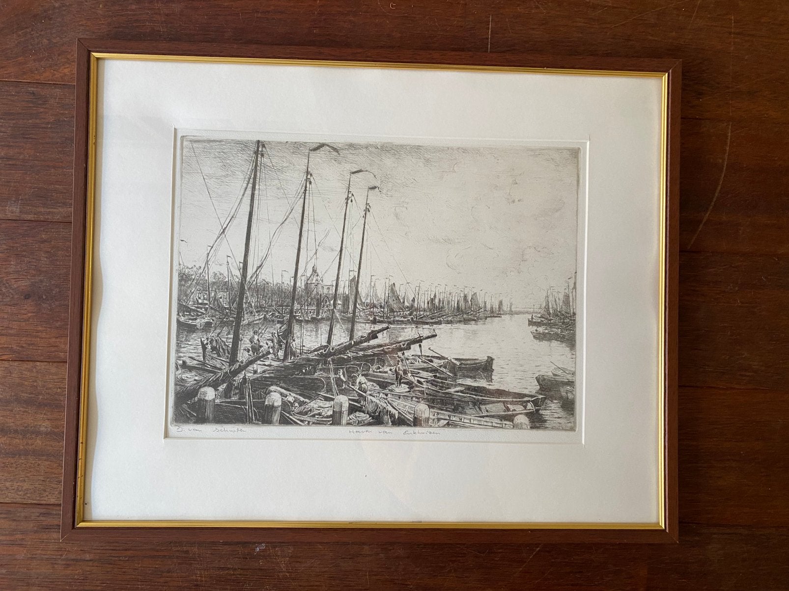 Jan Antonius v Schooten Haven van Enkhuizen gesigneerde ets, Ophalen