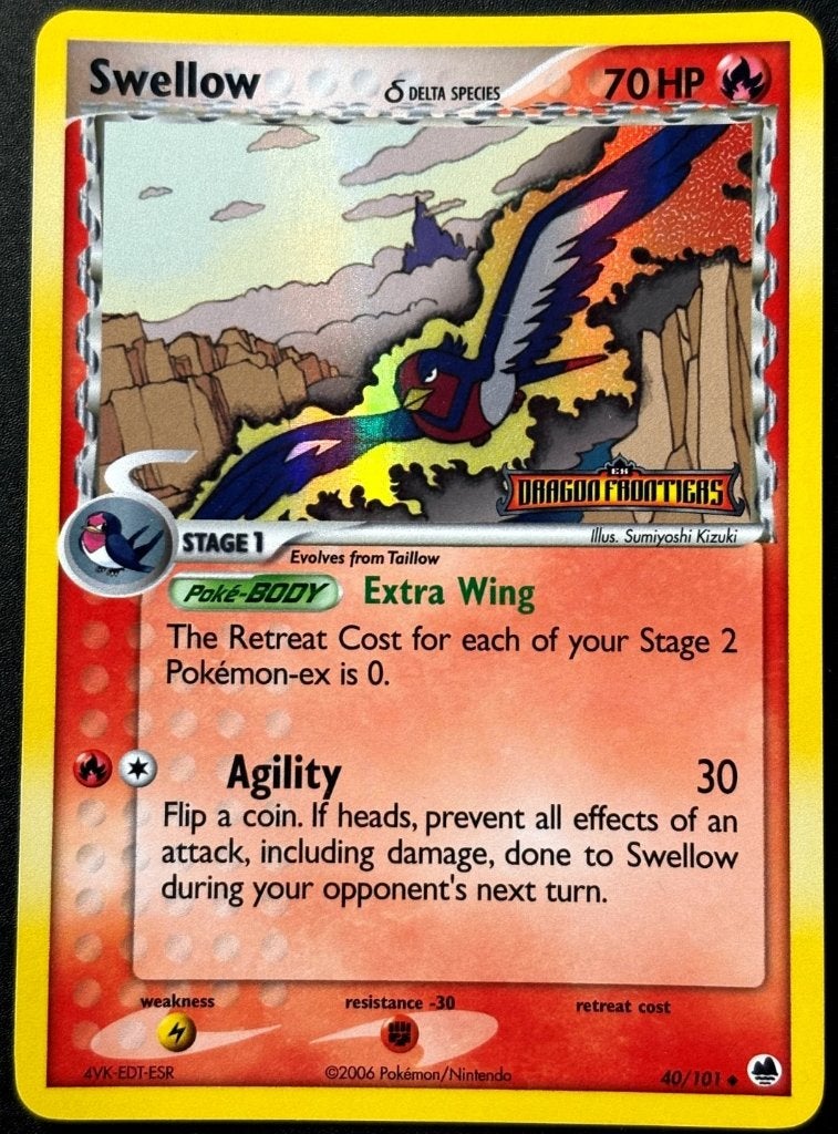 pokemon dragon frontiers reverse holo swellow 40/101, Ophalen of Verzenden, Zo goed als nieuw, Losse kaart, Foil