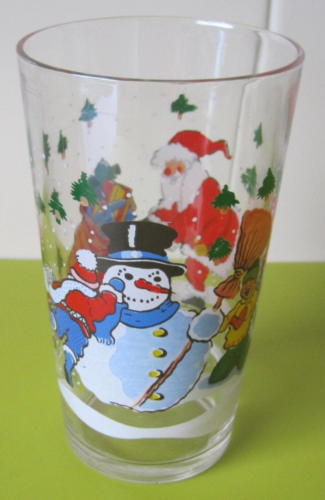 Frans glas met kerstman en sneeuwpop - nieuw, Ophalen of Verzenden, Nieuw