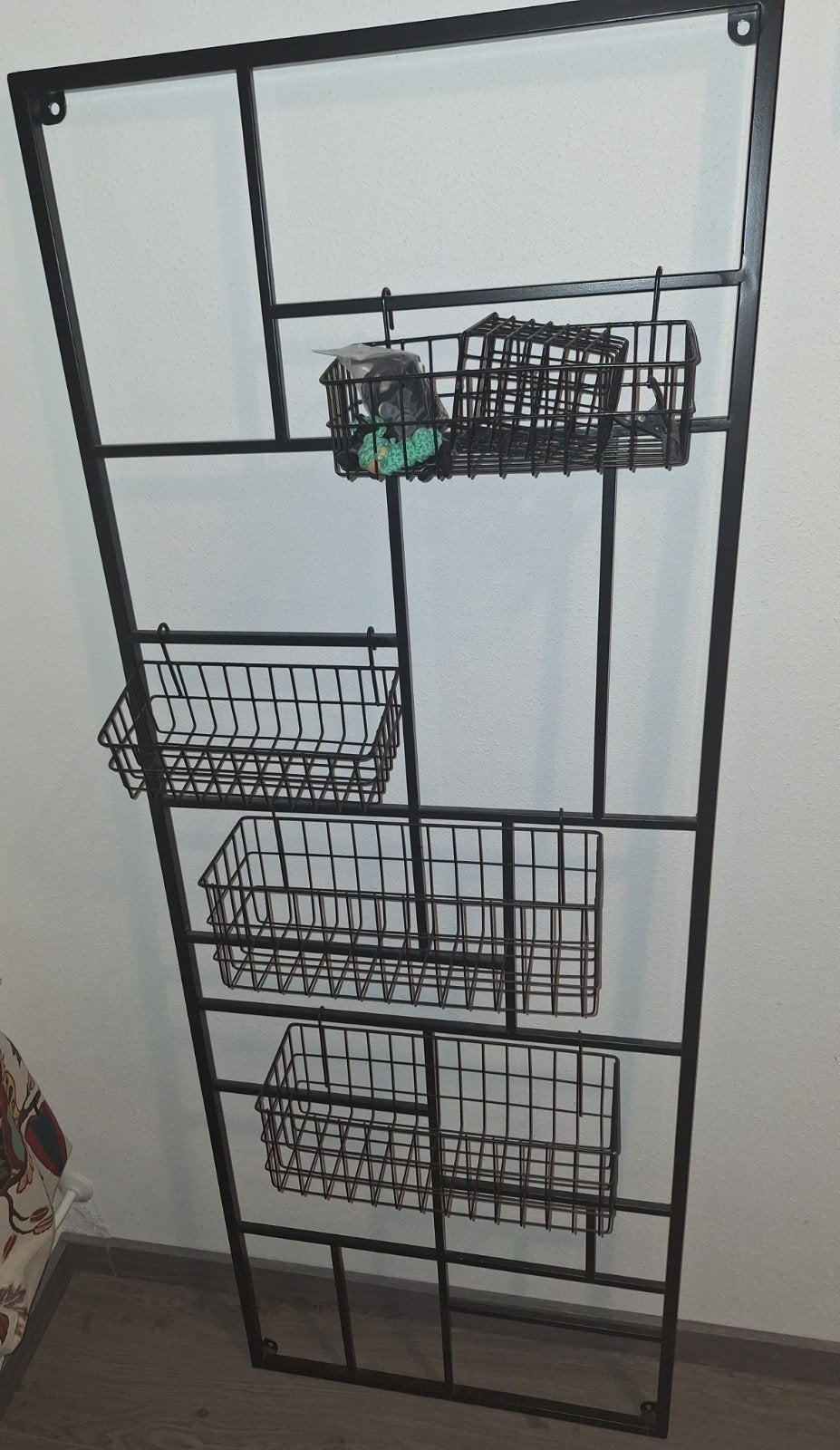Wandrek XXL Zwart met Clips en Mandjes - 150x55 cm, Huis en Inrichting, Woonaccessoires | Wandplanken en Boekenplanken, Ophalen