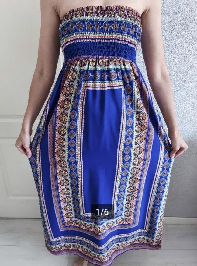 Primark XS/S bandeau boho maxi smockjurk Oosterse stijl, Kleding | Dames, Atmosphere, Verzenden, Paars, Nieuw