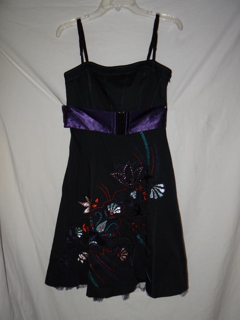 Leuke zwart/paarse STEPS jurk met bloemen, Ophalen, Zwart, Knielengte, Steps