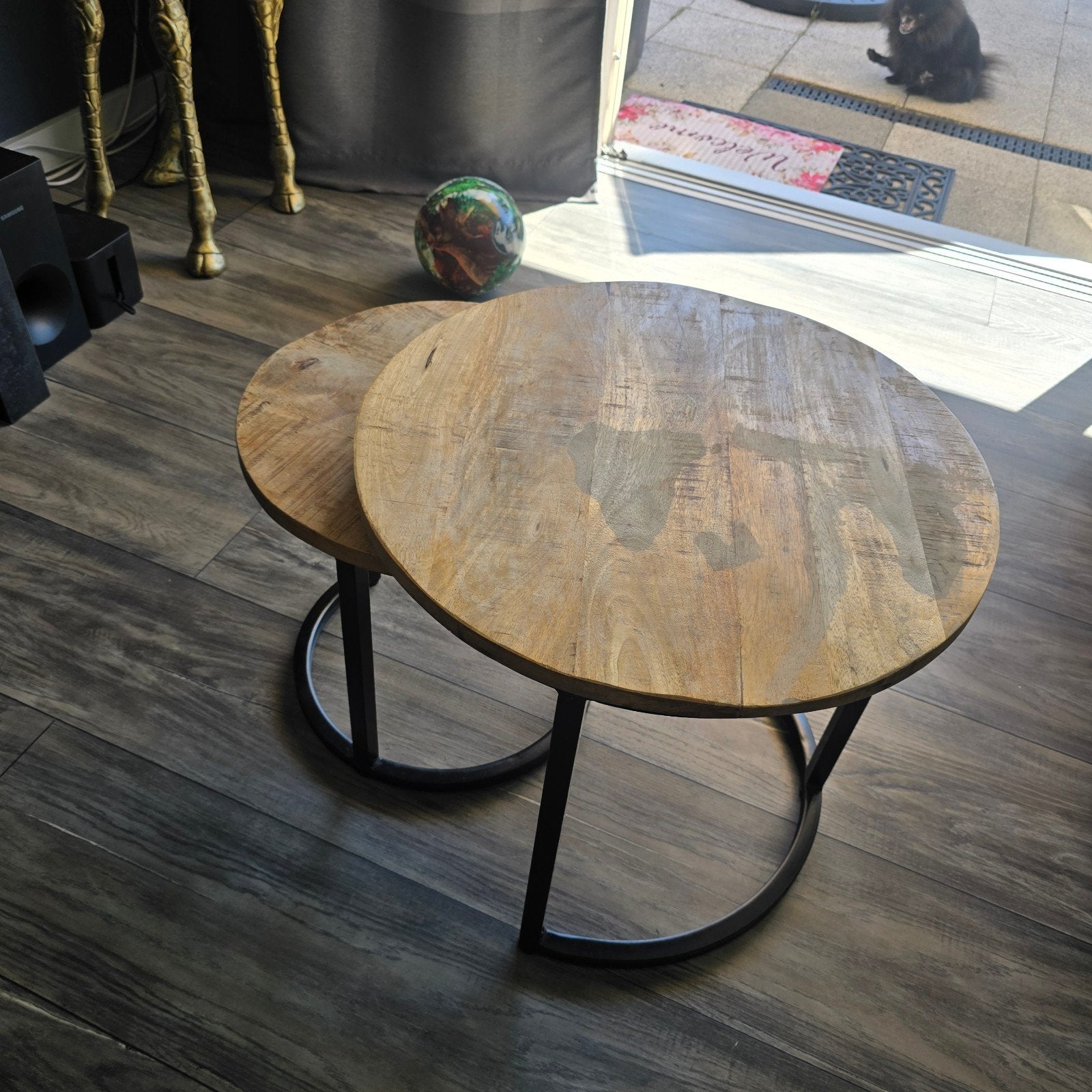 Twee salontafels van Piet Klerkx, Overige houtsoorten, Gebruikt, 50 tot 100 cm, Rond