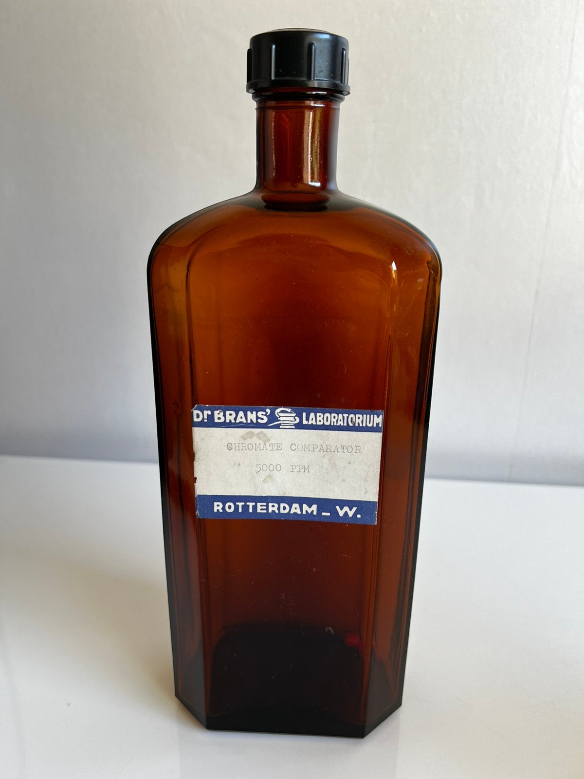 Vintage Amberkleurige Apothekersfles Dr. Brans Laboratorium, Ophalen of Verzenden