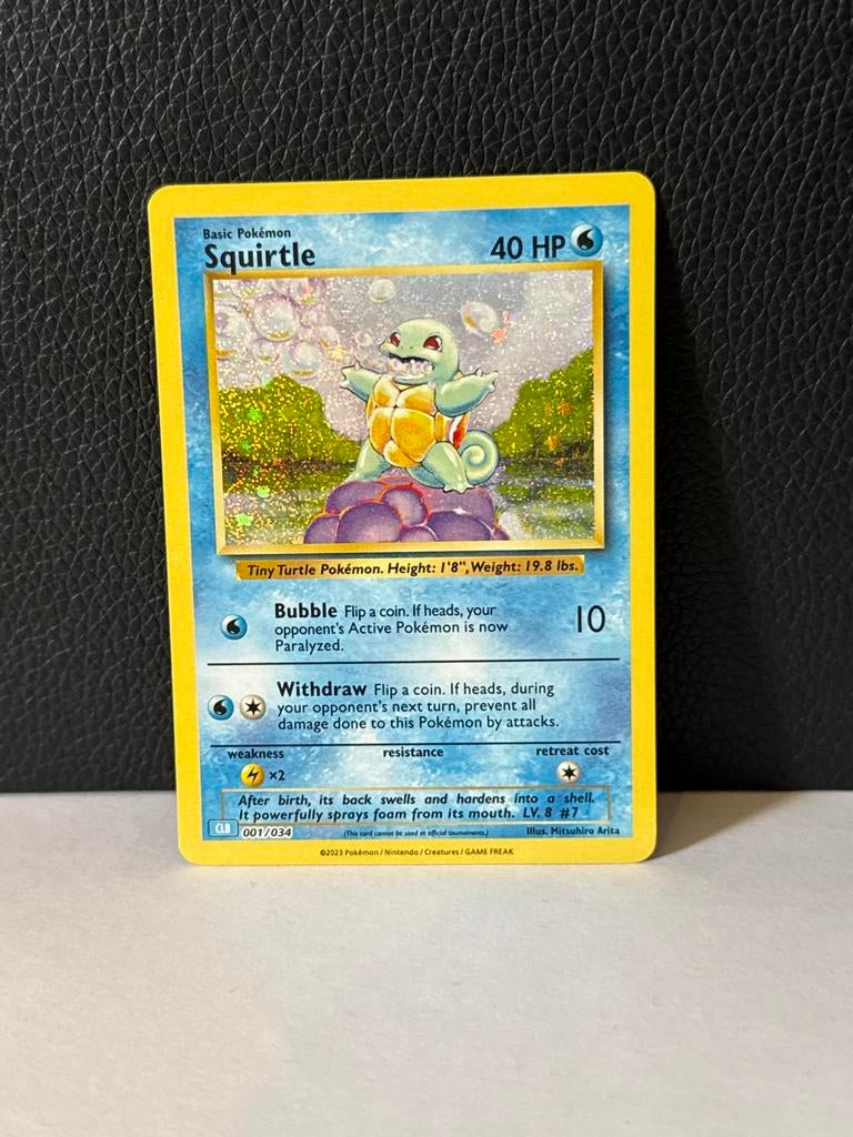 Squirtle #001/034, Ophalen of Verzenden, Zo goed als nieuw, Losse kaart, Foil