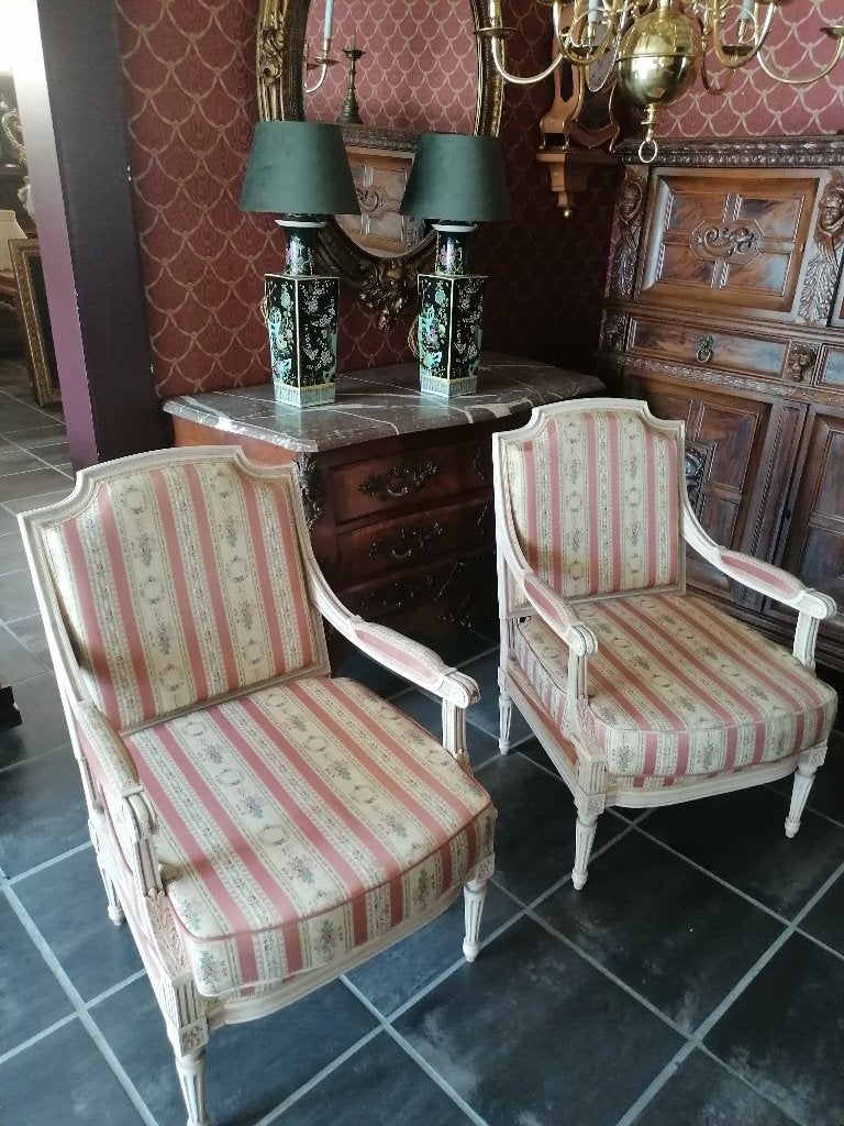 Paar kwaliteit Louis XVI styl Bergeres top staat, Antiek en Kunst, Antiek | Meubels | Stoelen en Banken, Ophalen