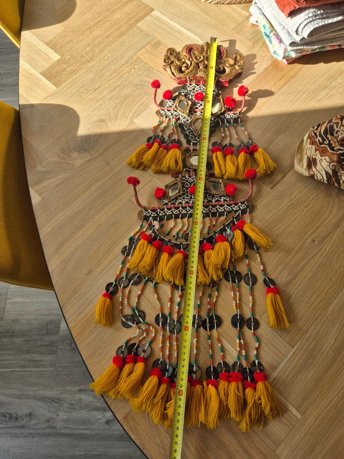 Originele Balinese Kepeng Lamak - Traditionele Tempelhanger, Ophalen, Wanddecoratie, Textiel, Handgemaakt