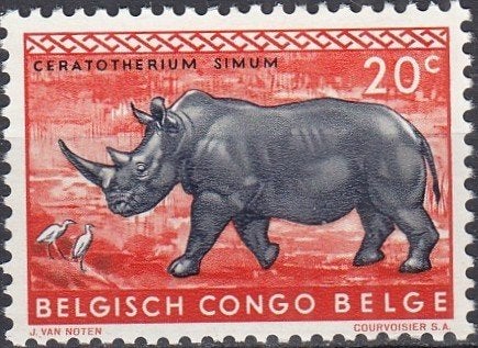 Belgisch Congo - 1959 - Witte Neushoorn - P, Verzenden, Postfris, Dier of Natuur