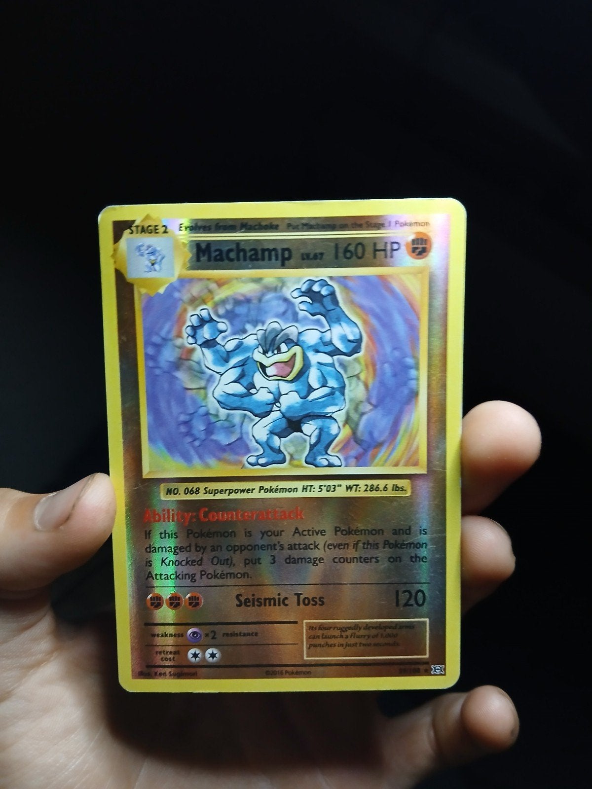 Machamp pokemon kaart, Ophalen of Verzenden, Gebruikt, Losse kaart