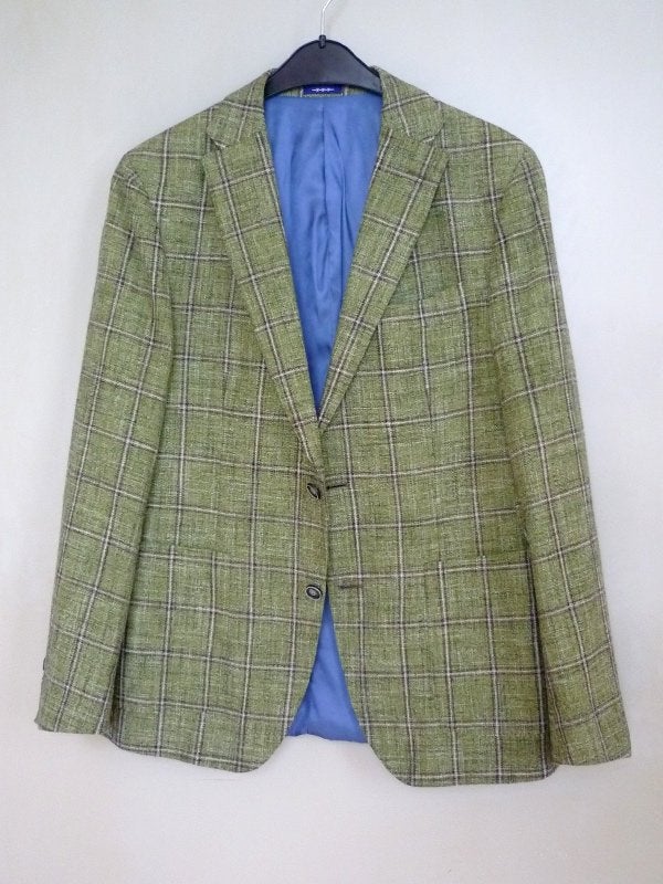 Van Gils colbert, tailored fit, 74% katoen-26% linnen, mt 48, Kleding | Heren, Maat 48/50 (M), Zo goed als nieuw, Groen, Van Gils