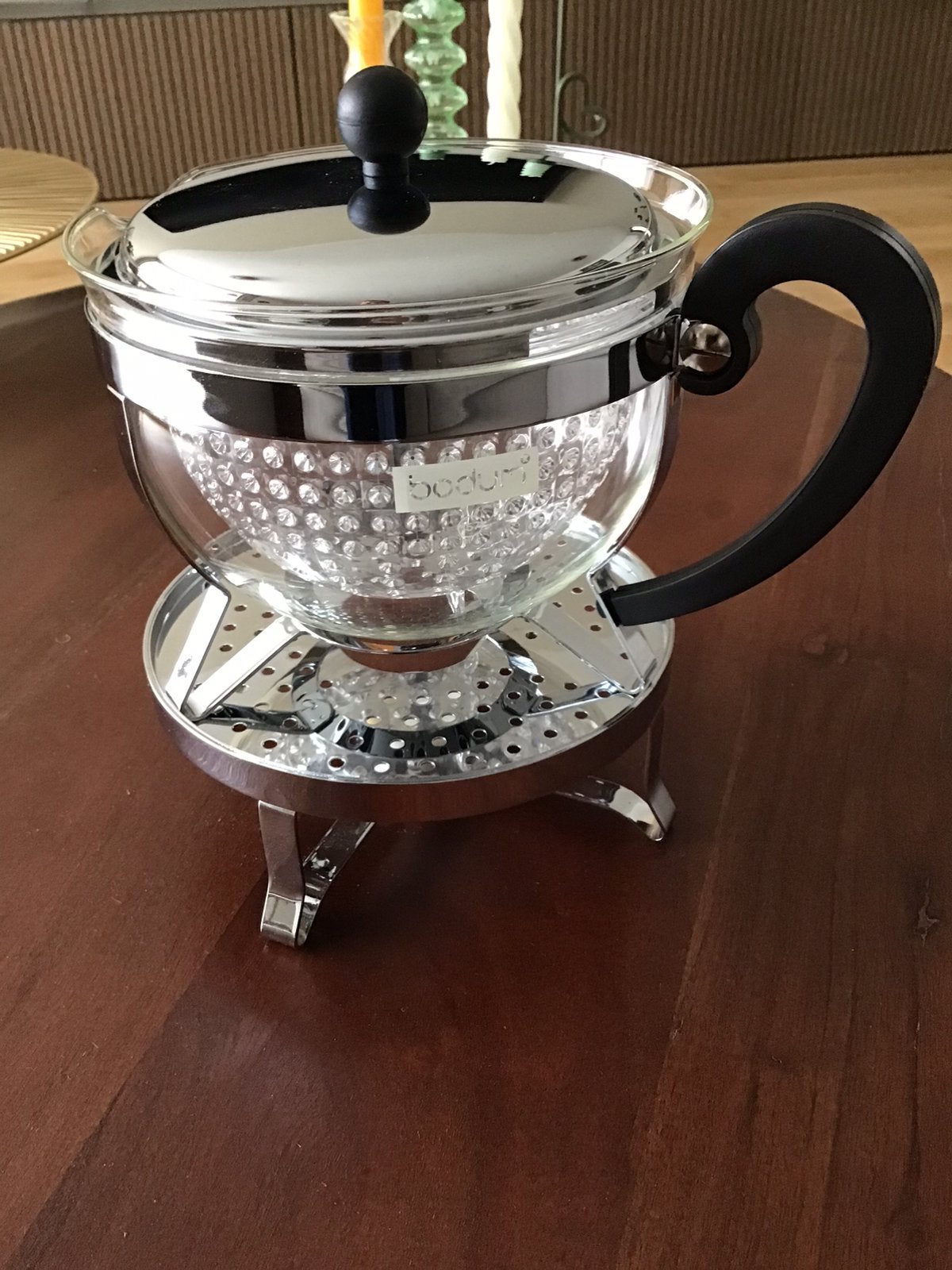 Bodum theepot met rechaud, Theepot/fluitketel, Glas, Zilver, Bodum