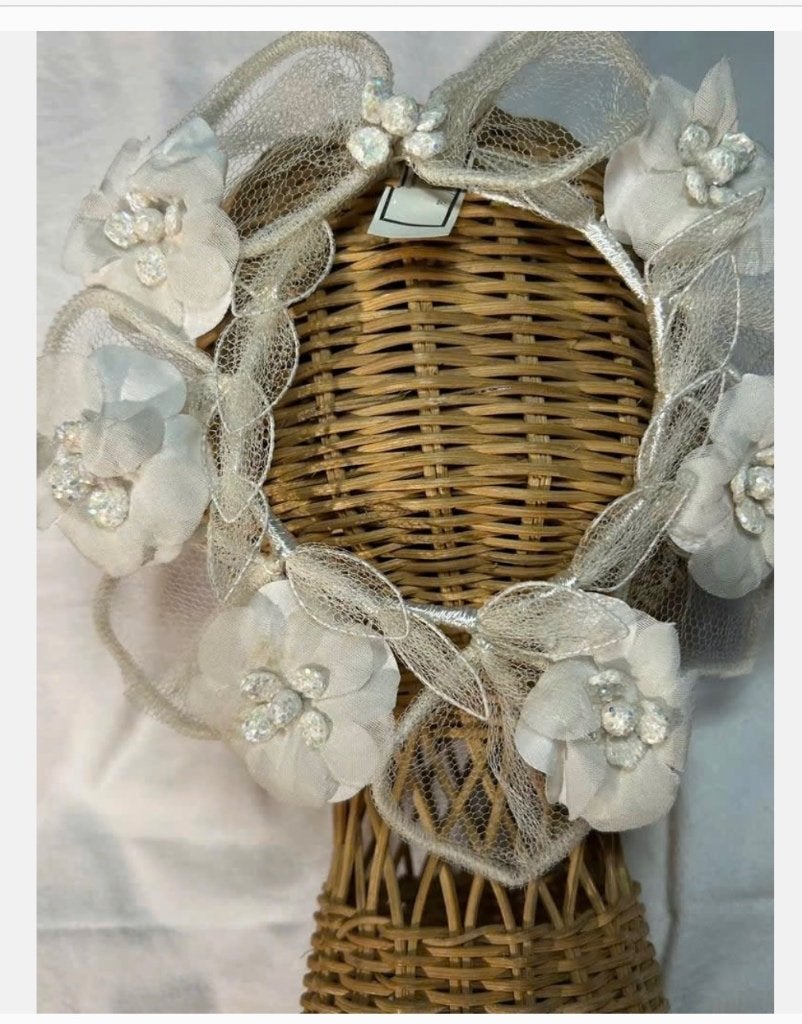 Bijzondere Antieke tiara, bloemen, tule, zeer oud, Antiek en Kunst, Ophalen of Verzenden, Dames