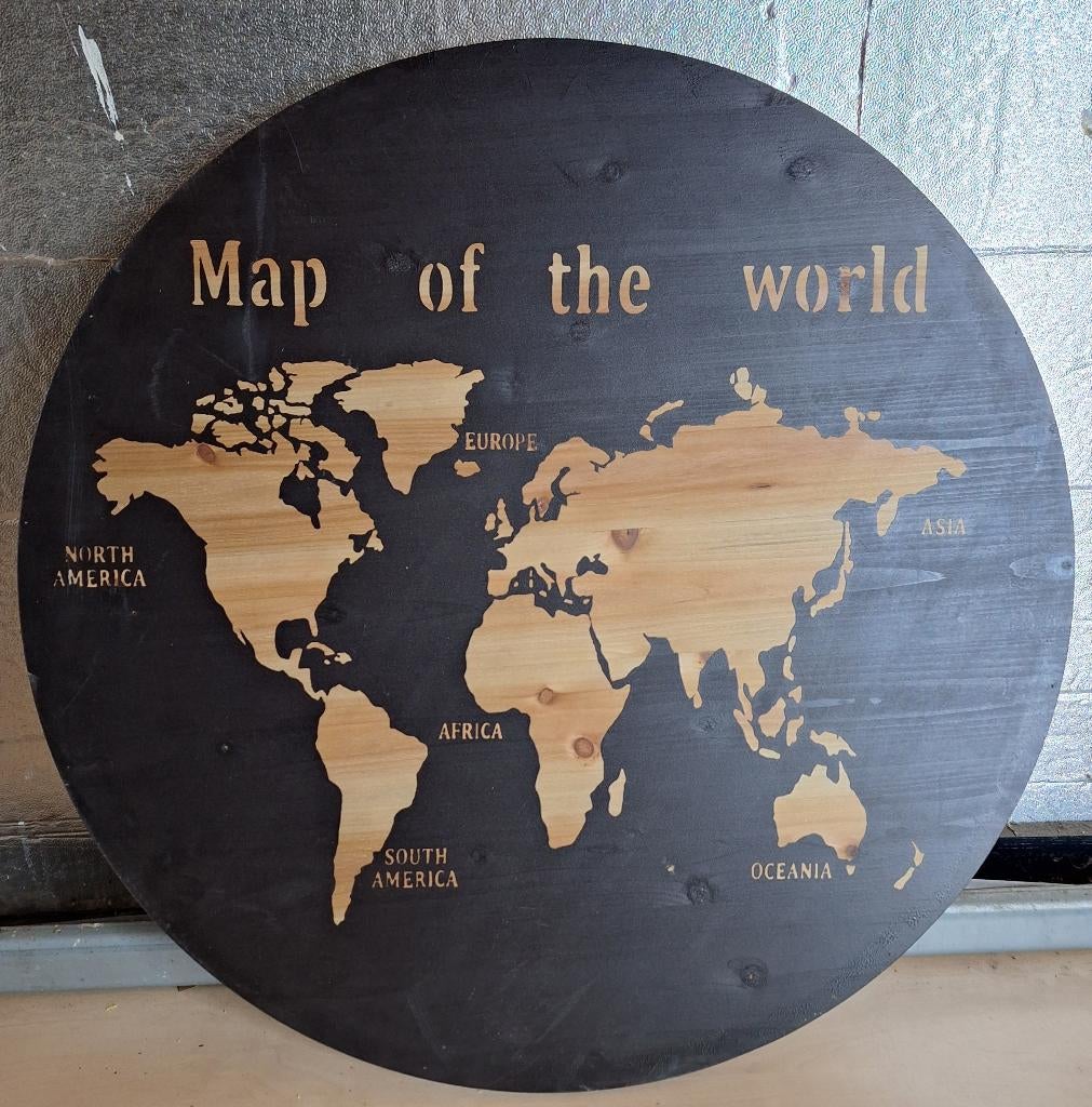 Wereldkaart, Ophalen, Decoratieobject, Zo goed als nieuw, Bruin