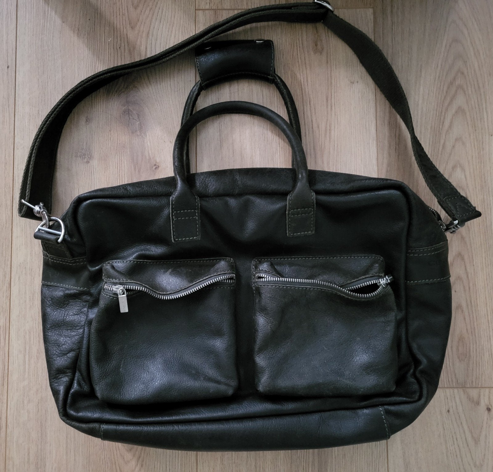 Cowboysbag The College Bag 15.6 Dark Green, Gebruikt, Leer, Groen, Ophalen