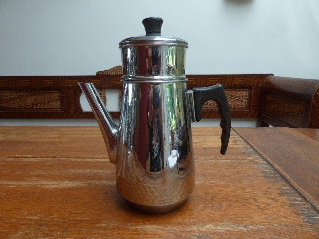 Art deco metalen Franse koffiepot met filter, Ophalen of Verzenden