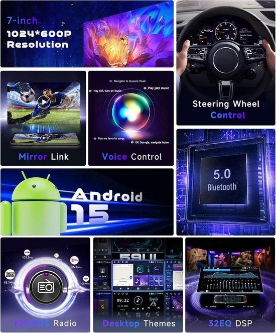 Android 15 Autoradio 1 DIN – CarPlay Autoradio, Corvance B.V., Verzenden, Nieuw, Corvancebol@gmail.com