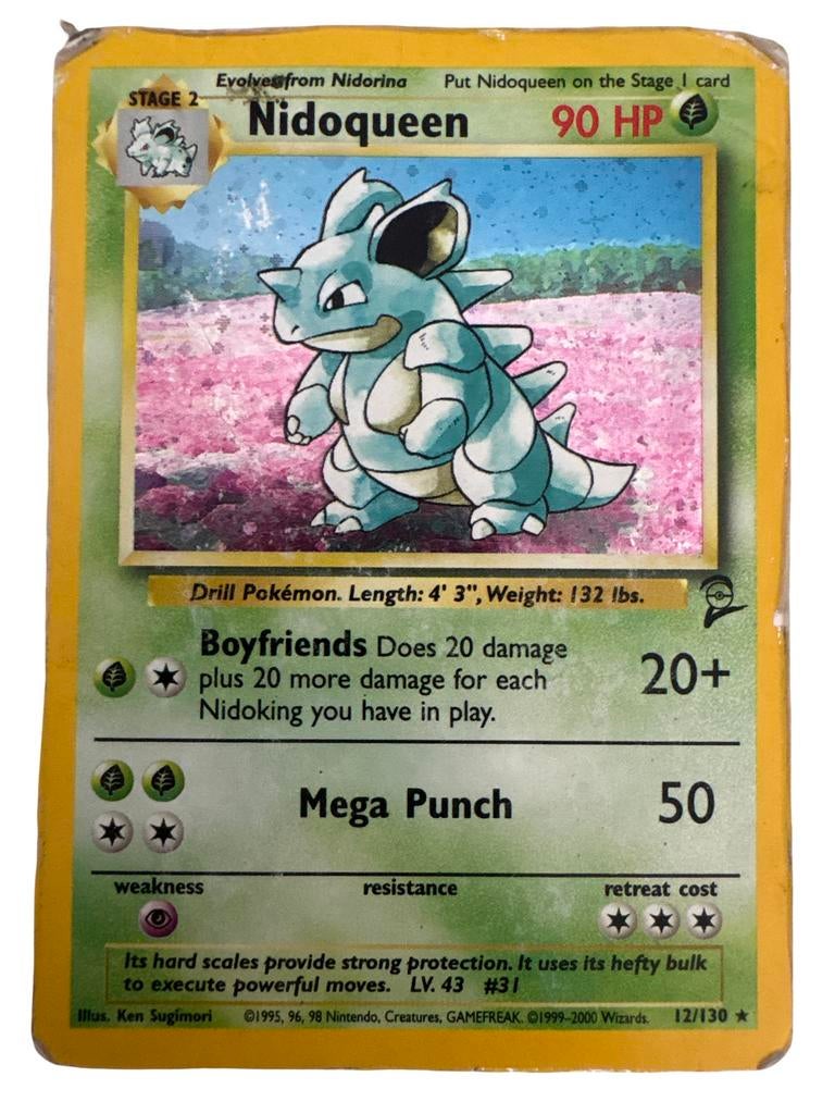 Nidoqueen Holo 12/130 Pokémon Kaart, Ophalen of Verzenden, Gebruikt, Losse kaart, Foil