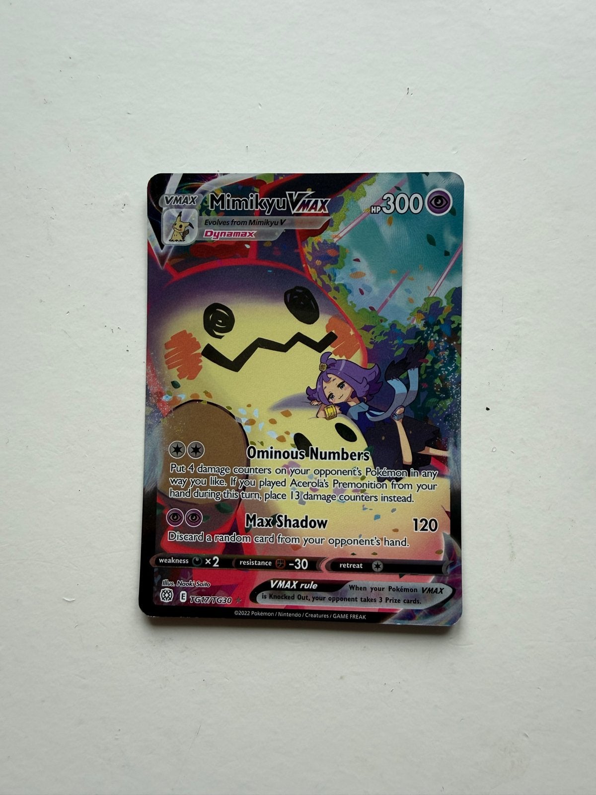 Pokémon Kaart: Mimikyu VMAX TG17/TG30, Ophalen, Zo goed als nieuw