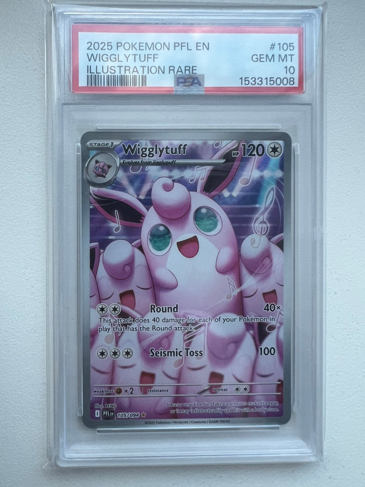 2025 Pokemon Wigglytuff 105 IR - PSA 10, Ophalen, Zo goed als nieuw