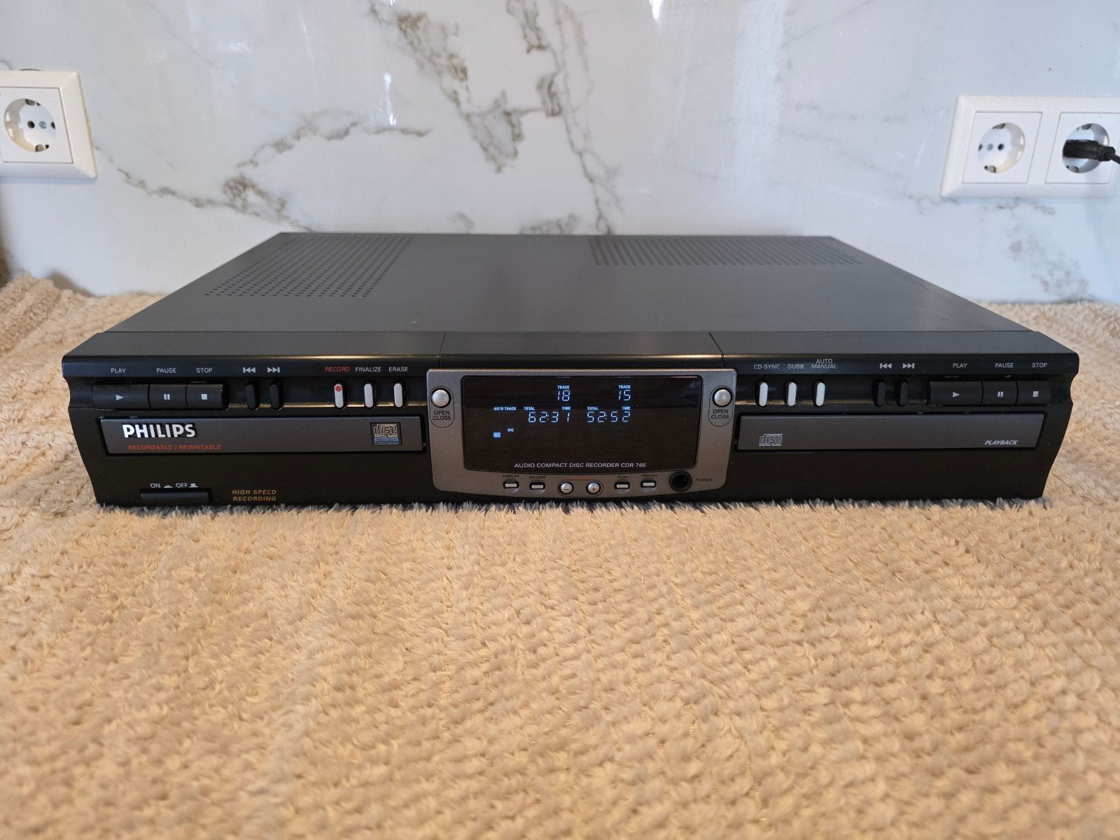 Philips CDR765 CD-Recorder / Dubbele CD-Speler – Werkend, Ophalen of Verzenden, Zo goed als nieuw, Philips