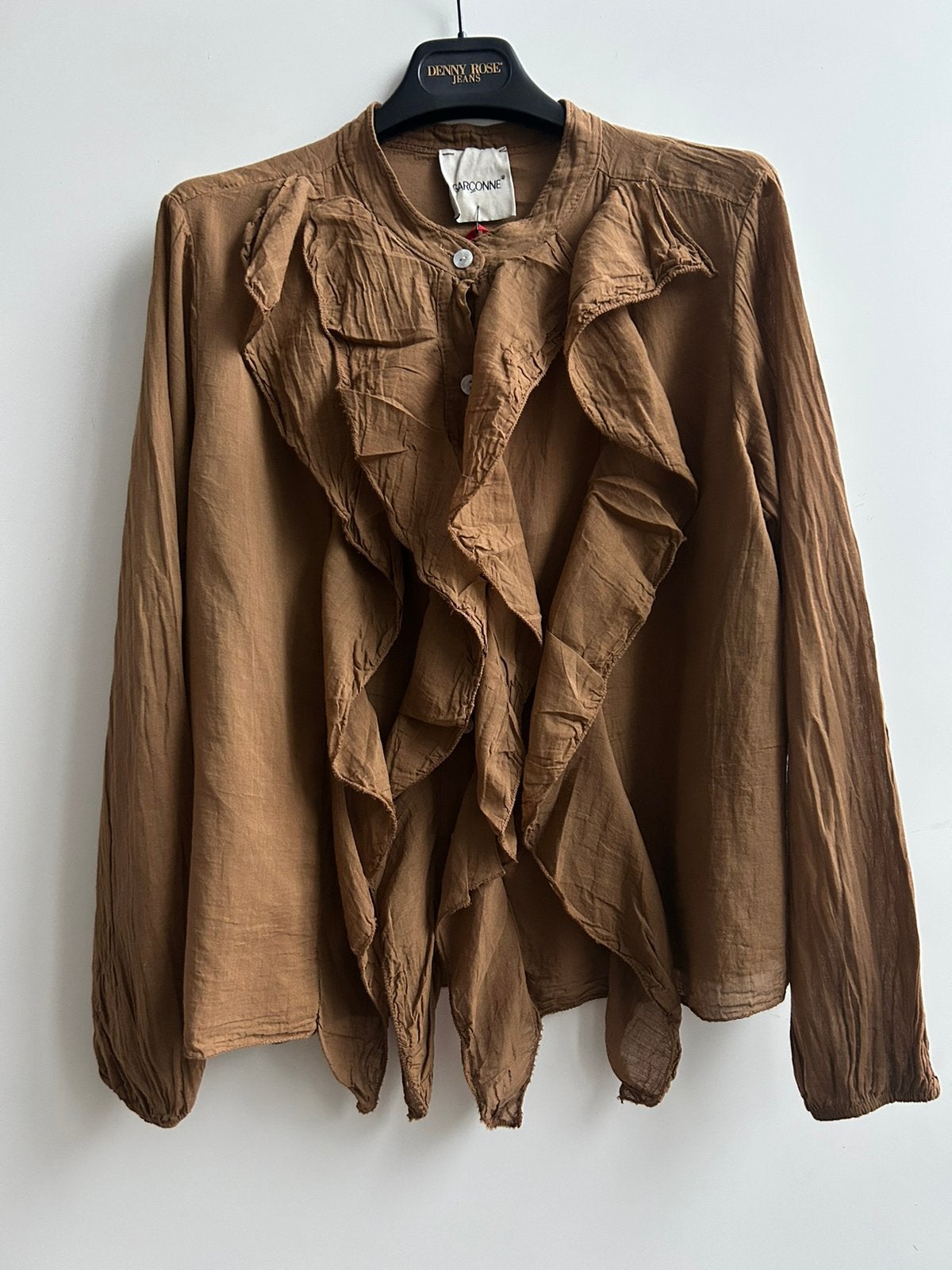GARCONNE blouse bruin met volants mt TU, Kleding | Dames, Blouses en Tunieken, Verzenden, Parijs, Nieuw, Garconne