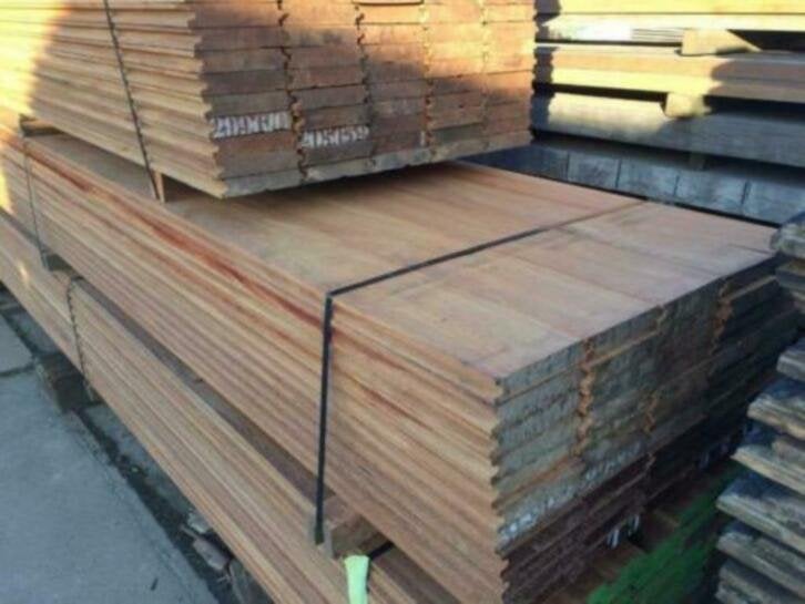 Azobe damwand nieuw 3cm dik damwandplanken  30x180mm, Planken, Nieuw, Ophalen of Verzenden, Hardhout