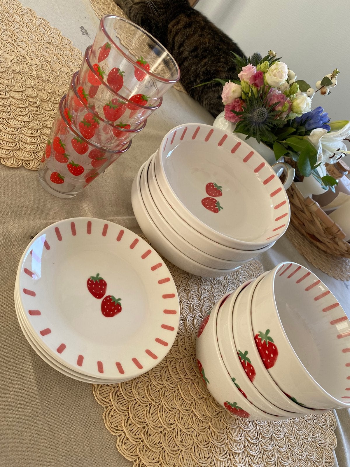 Servies set 4 personen, Ophalen, Bord(en), Overige stijlen, Glas