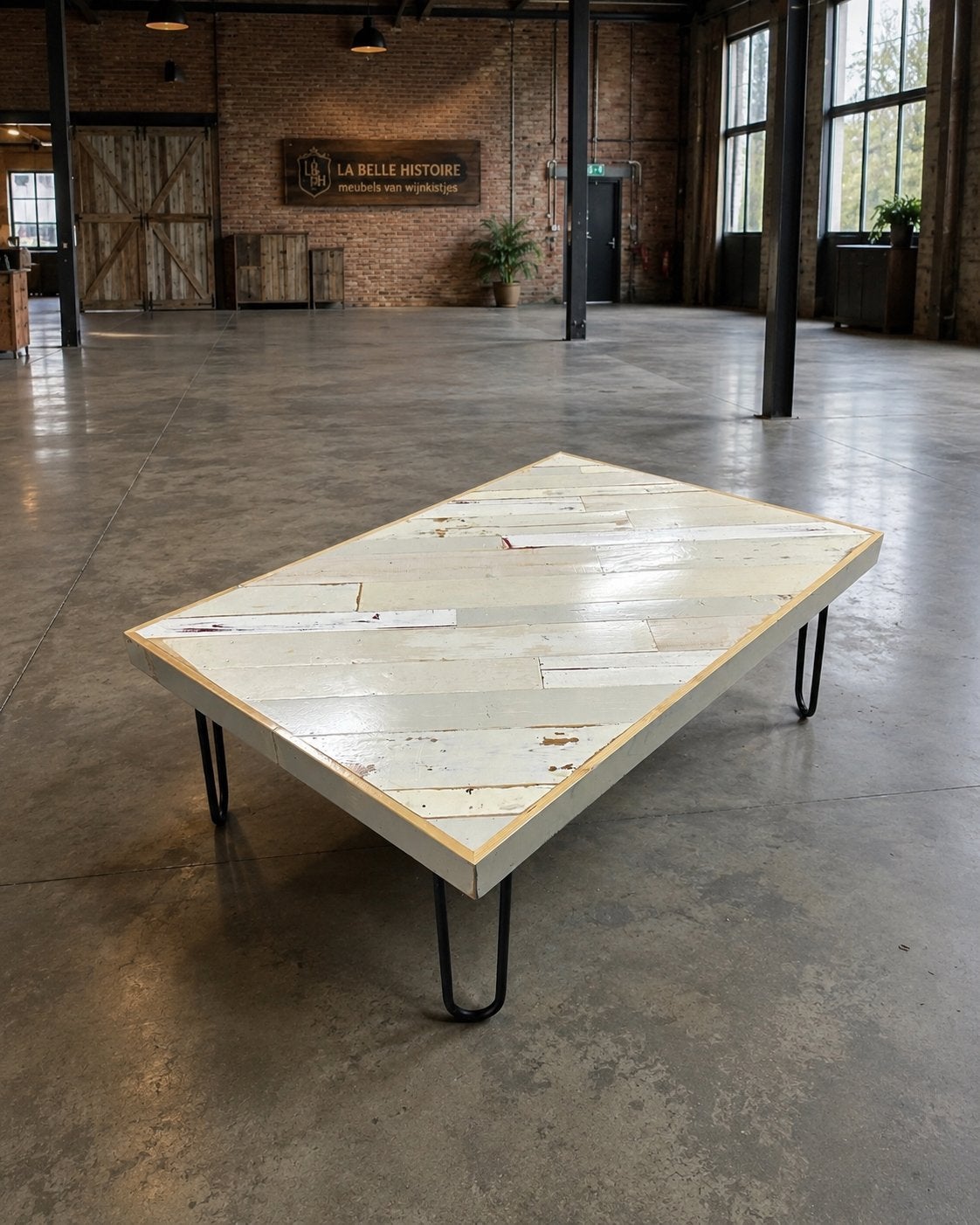 Salontafel sloophout / sloophouten tafel koffietafel, Ophalen, 100 tot 150 cm, 50 tot 100 cm, Zo goed als nieuw