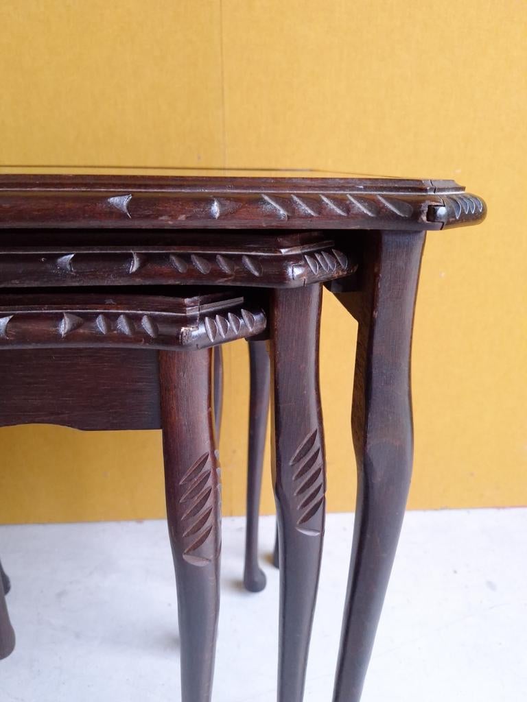 Vintage mimiset, Engelse set nesting tables, mini tafeltjes, Gebruikt, Vintage, Ophalen of Verzenden, Nvt