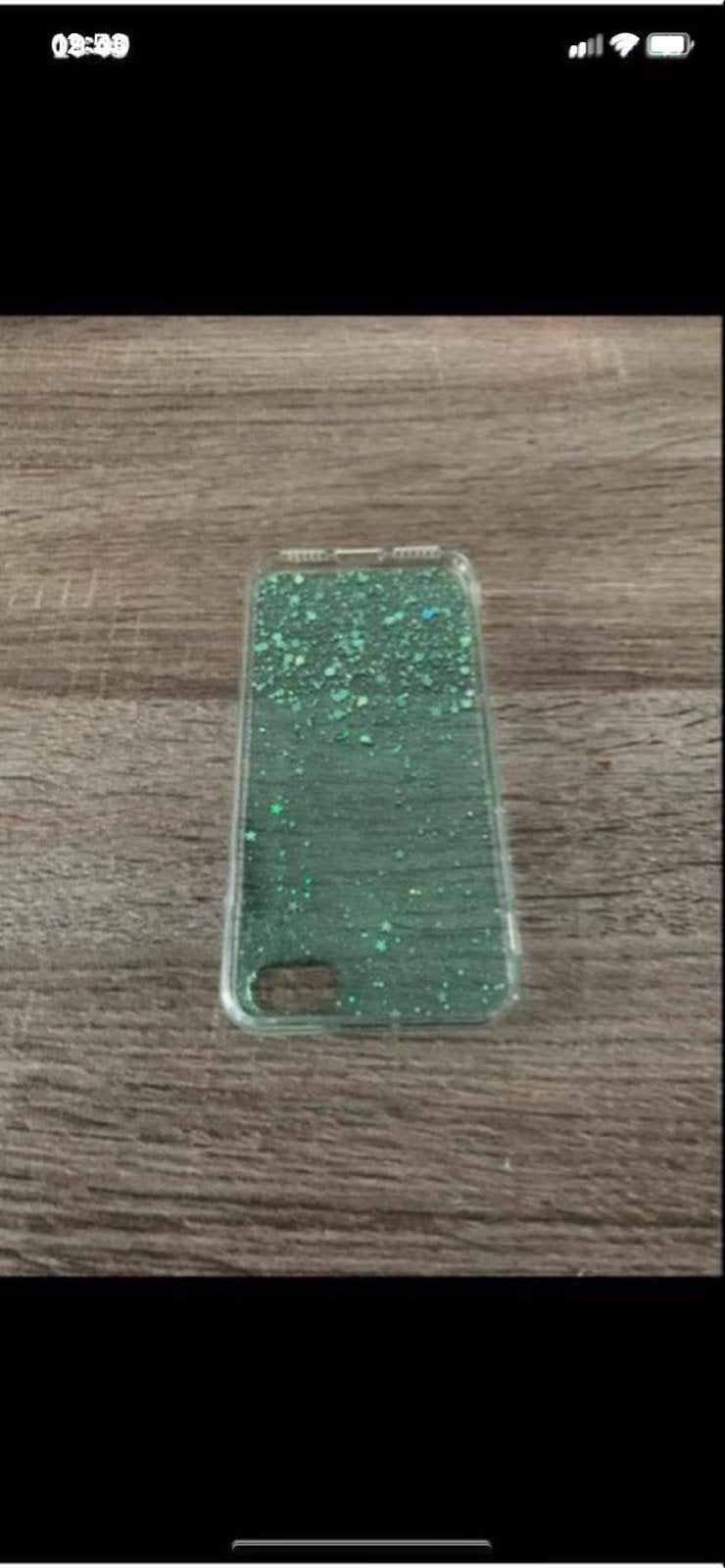 Glitter iPhone 7 Hoesje - Groen/Transparant, Kunststof, Ophalen of Verzenden, Zo goed als nieuw, Groen