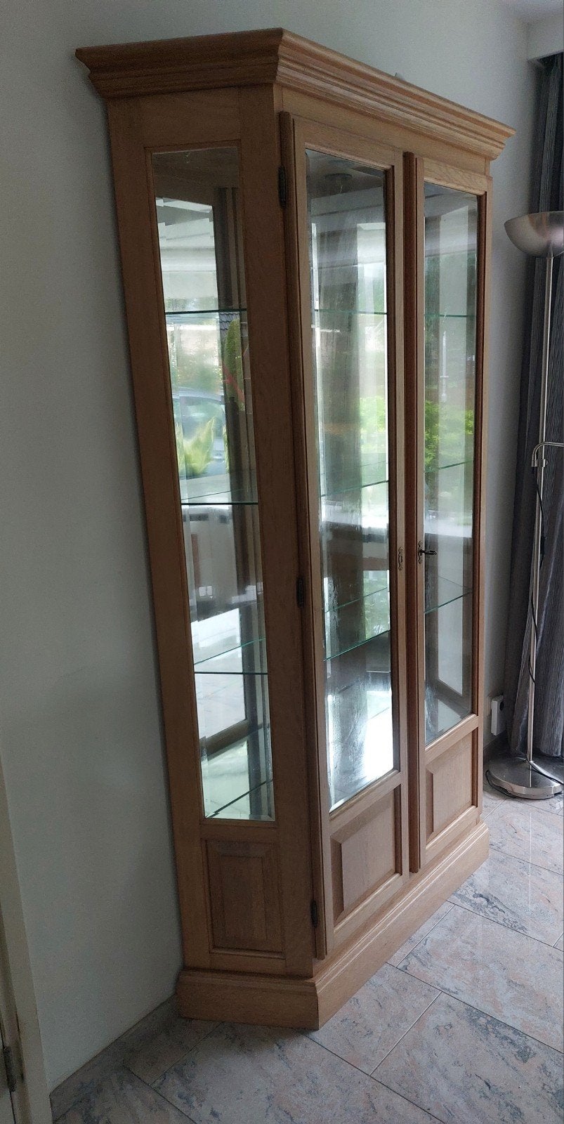 eikenhouten vitrine kast, Ophalen, Minder dan 50 cm, Klassiek, Eikenhout