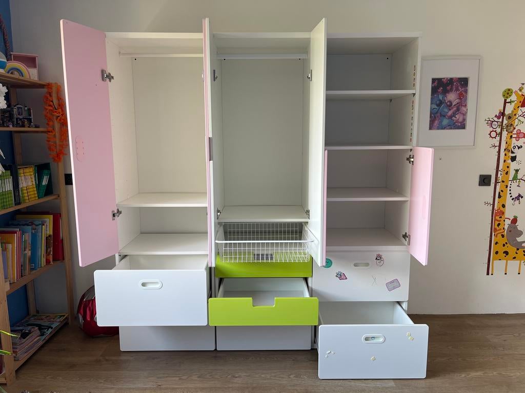 IKEA Stuva Kinderkast - Roze/Wit/Groen Opbergmeubel, Gebruikt, Kast, 50 tot 70 cm, 105 cm of meer