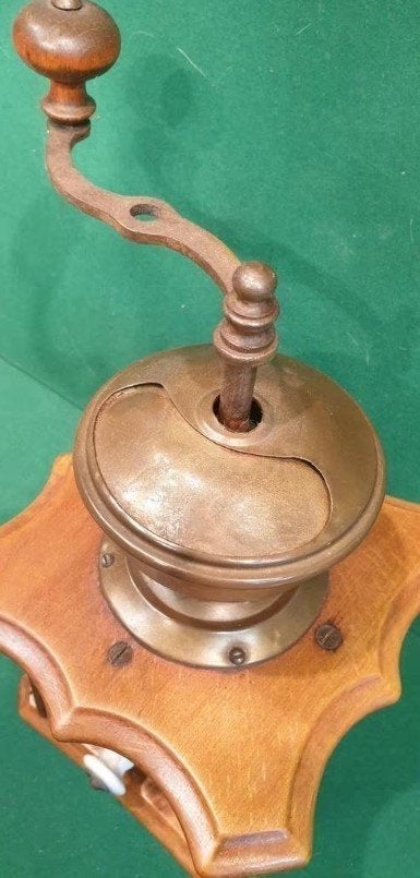 Antieke Houten Zassenhaus tafel handkoffiemolen Koperen Art, Ophalen of Verzenden