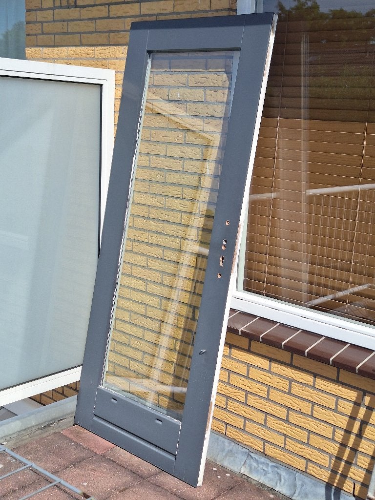 Houten buitendeur met dubbelglas, Ophalen, Gebruikt, 80 tot 100 cm, Minder dan 200 cm