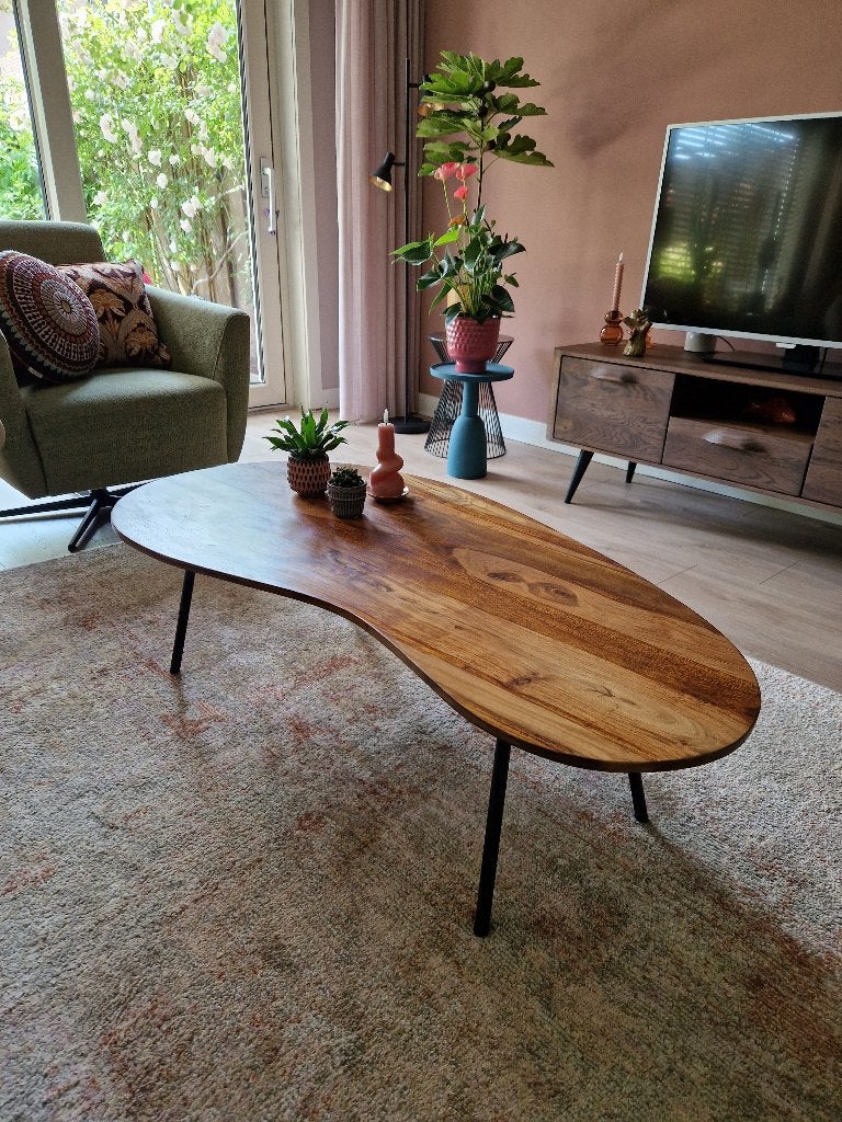 Salontafel, niervormig, hout, als nieuw!, Ophalen, 100 tot 150 cm, 50 tot 100 cm, Zo goed als nieuw
