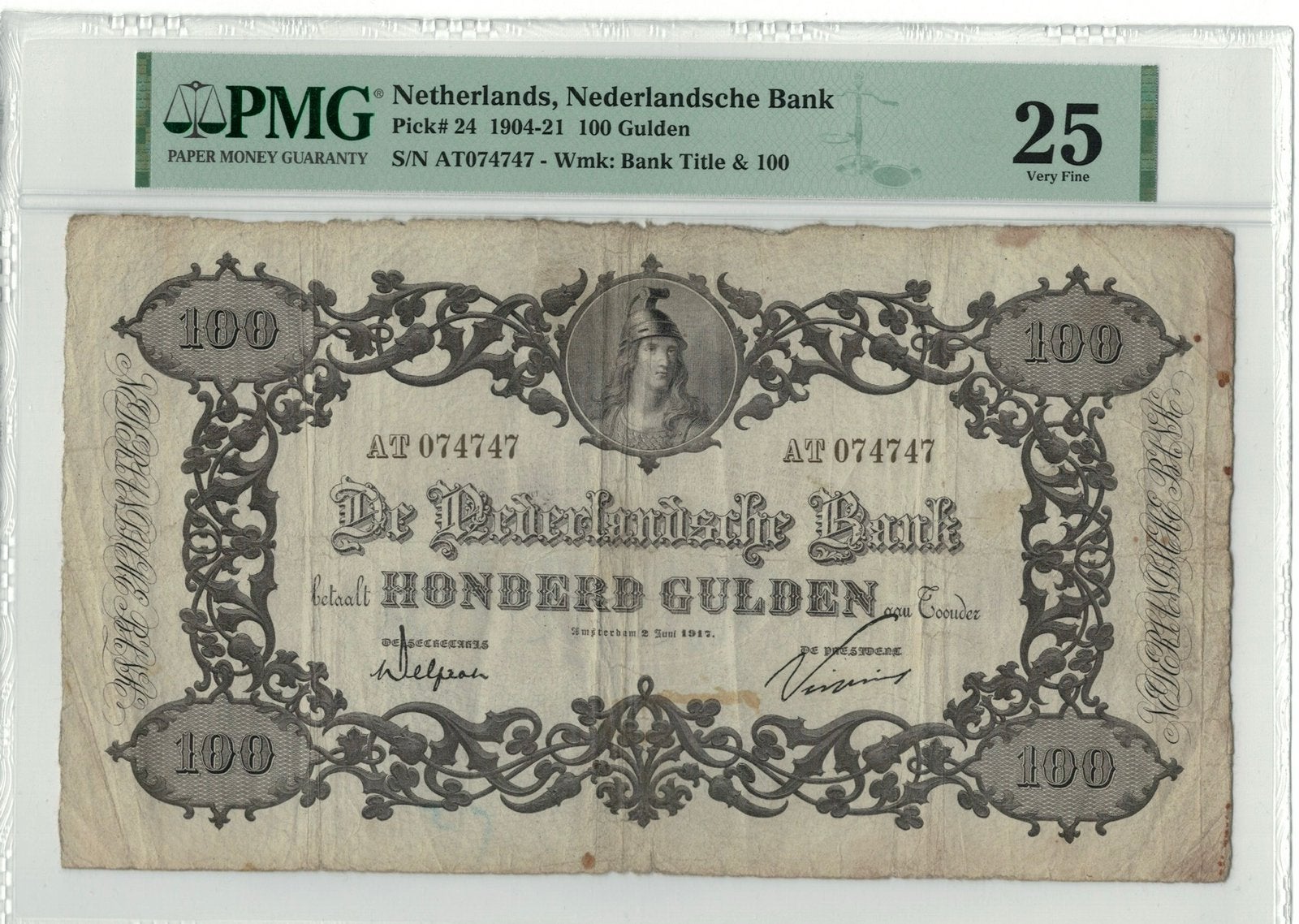 Nederlands bankbiljet van 100 gulden uit 1917, Ophalen of Verzenden, 100 gulden