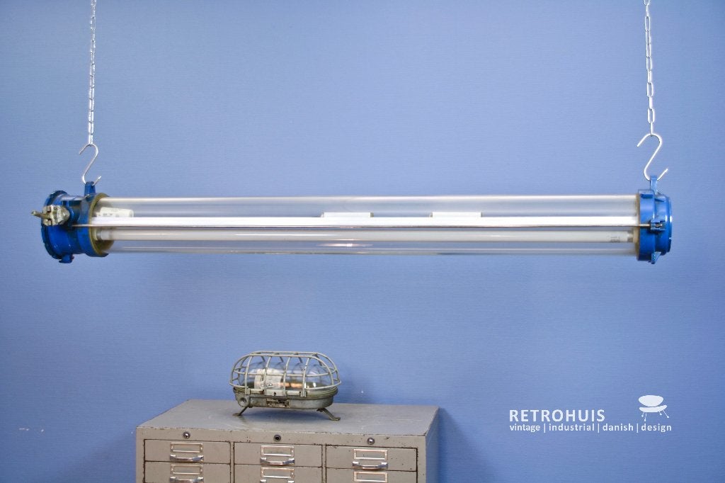 Industriele tube lamp TL lamp vintage industrieel, Ophalen, Gebruikt, Glas