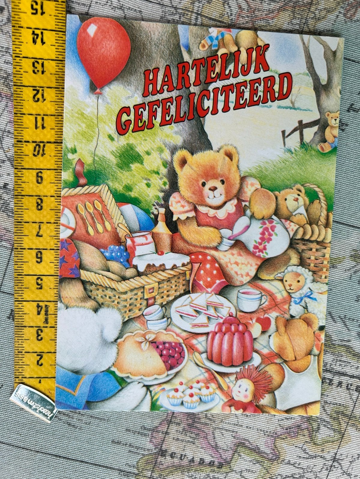 A.136. Oude kinderkaart Beer picknick, Ophalen of Verzenden, 1980 tot heden