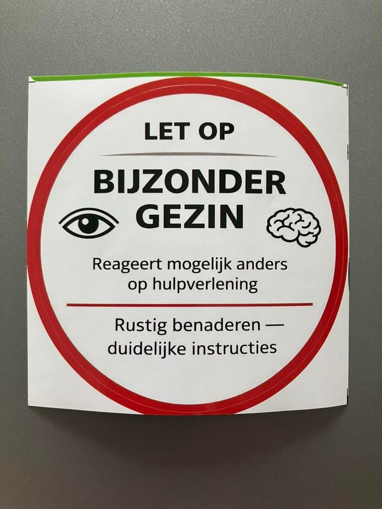 Bijzonder gezin sticker –waarschuwing voor hulpdiensten 8 cm, Ophalen of Verzenden, Nieuw, Meerdere stickers