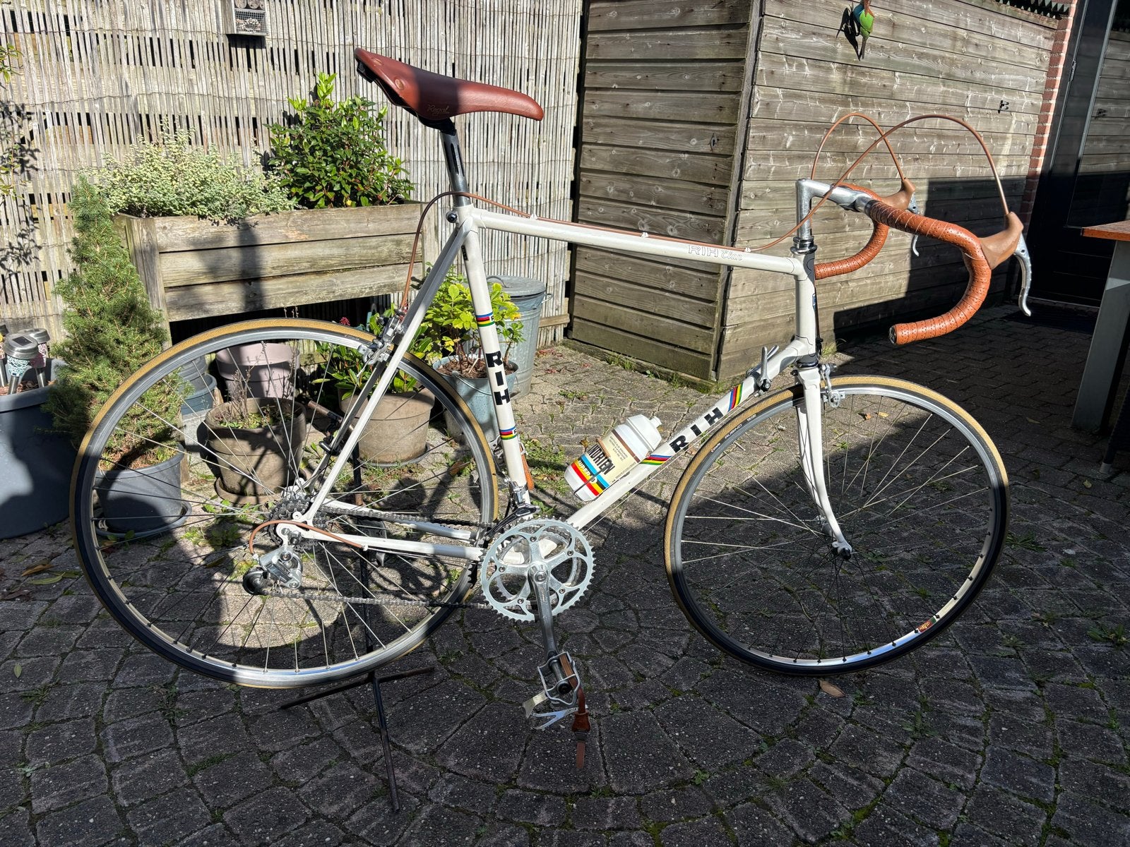 Prachtige vintage RIH Elan racefiets (63 cm) – Parelmoerwit, 28 inch, Gebruikt, 10 tot 15 versnellingen, Velgrem