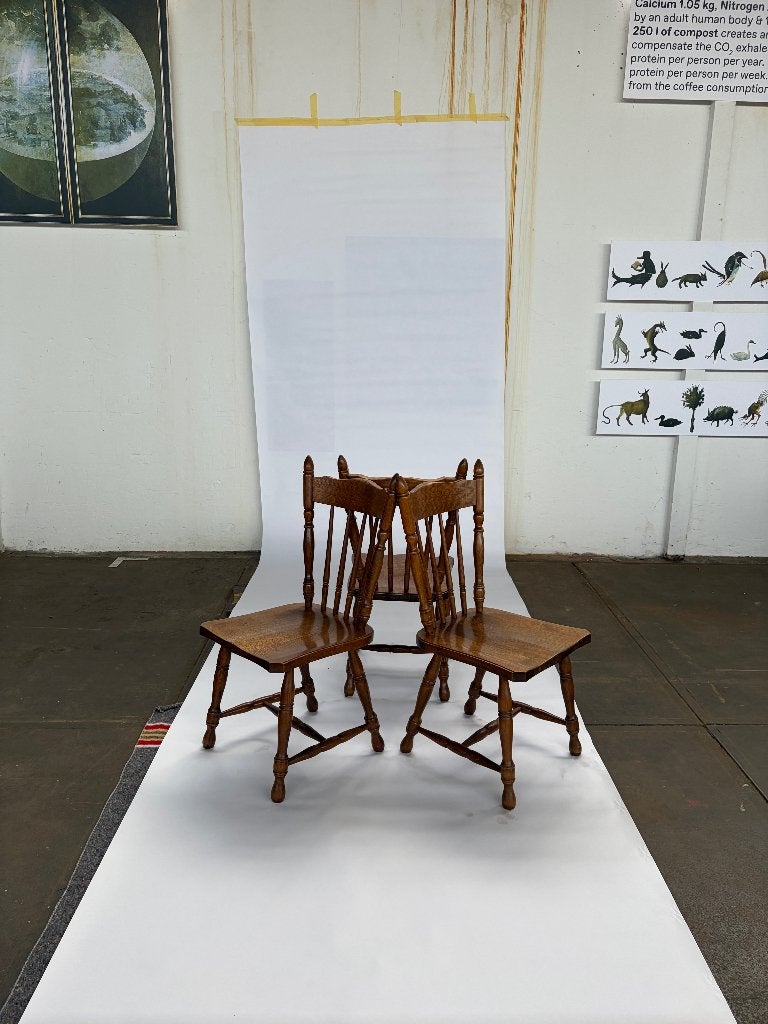 Bruin cafe stoelen set, Huis en Inrichting, Stoelen, Ophalen, Gebruikt, Bruin cafe, Hout