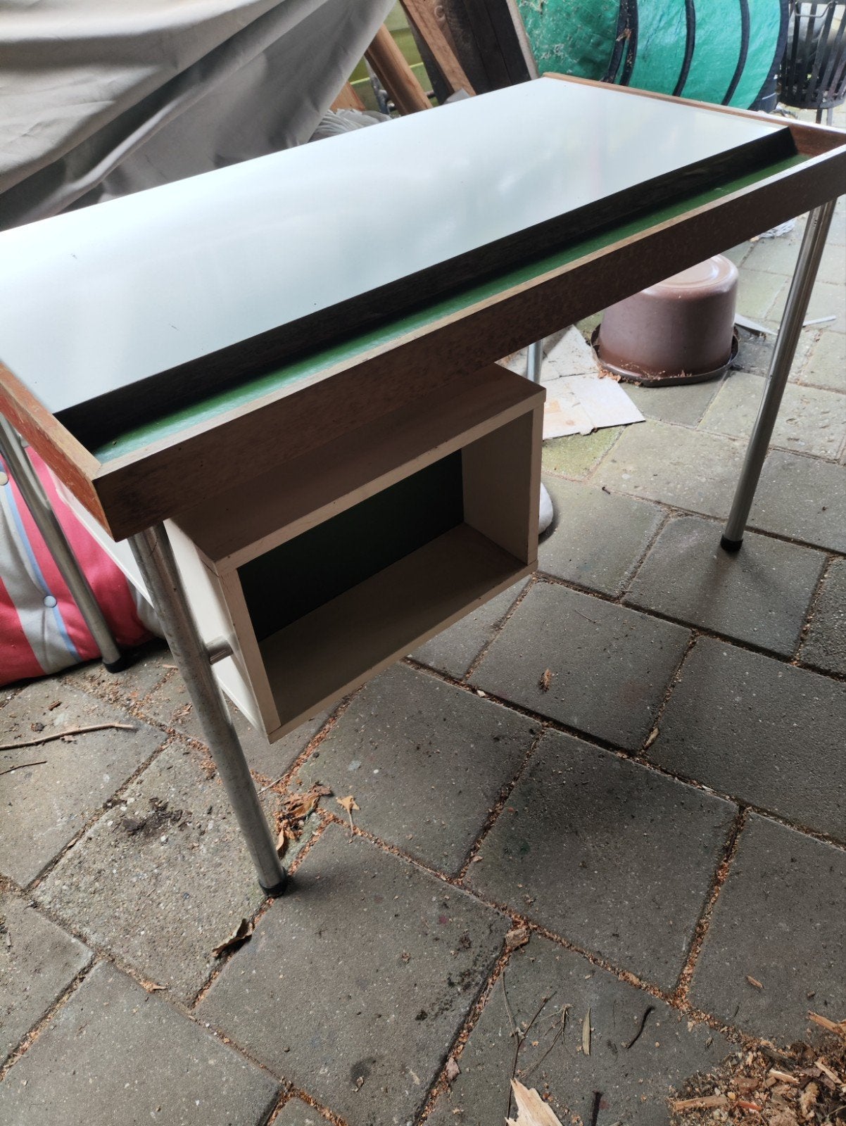 vintage bureau 120x55 cm met opbergvak, Ophalen of Verzenden, Gebruikt, Minder dan 130 cm