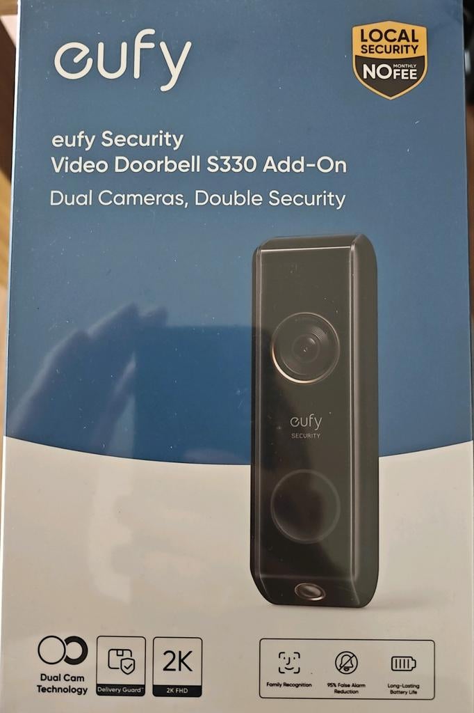Eufy Video Deurbel S330 Add-On - Dual Camera, 2K HDR, Ophalen of Verzenden, Nieuw
