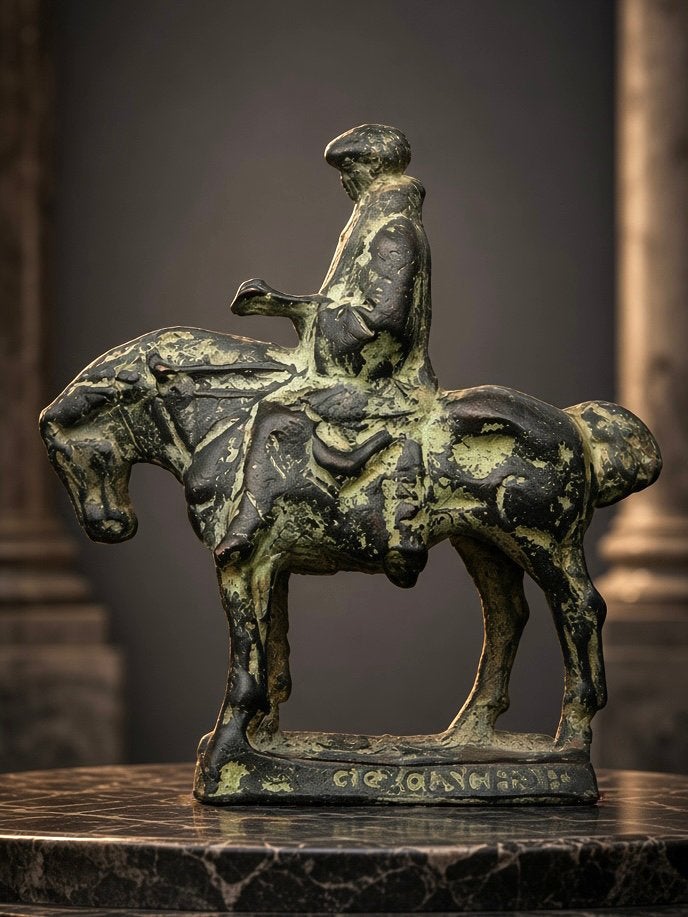 Bronzen beeldje Erasmus te Paard door Eric Claus, Verzenden, Brons, Gemerkt, Beeld