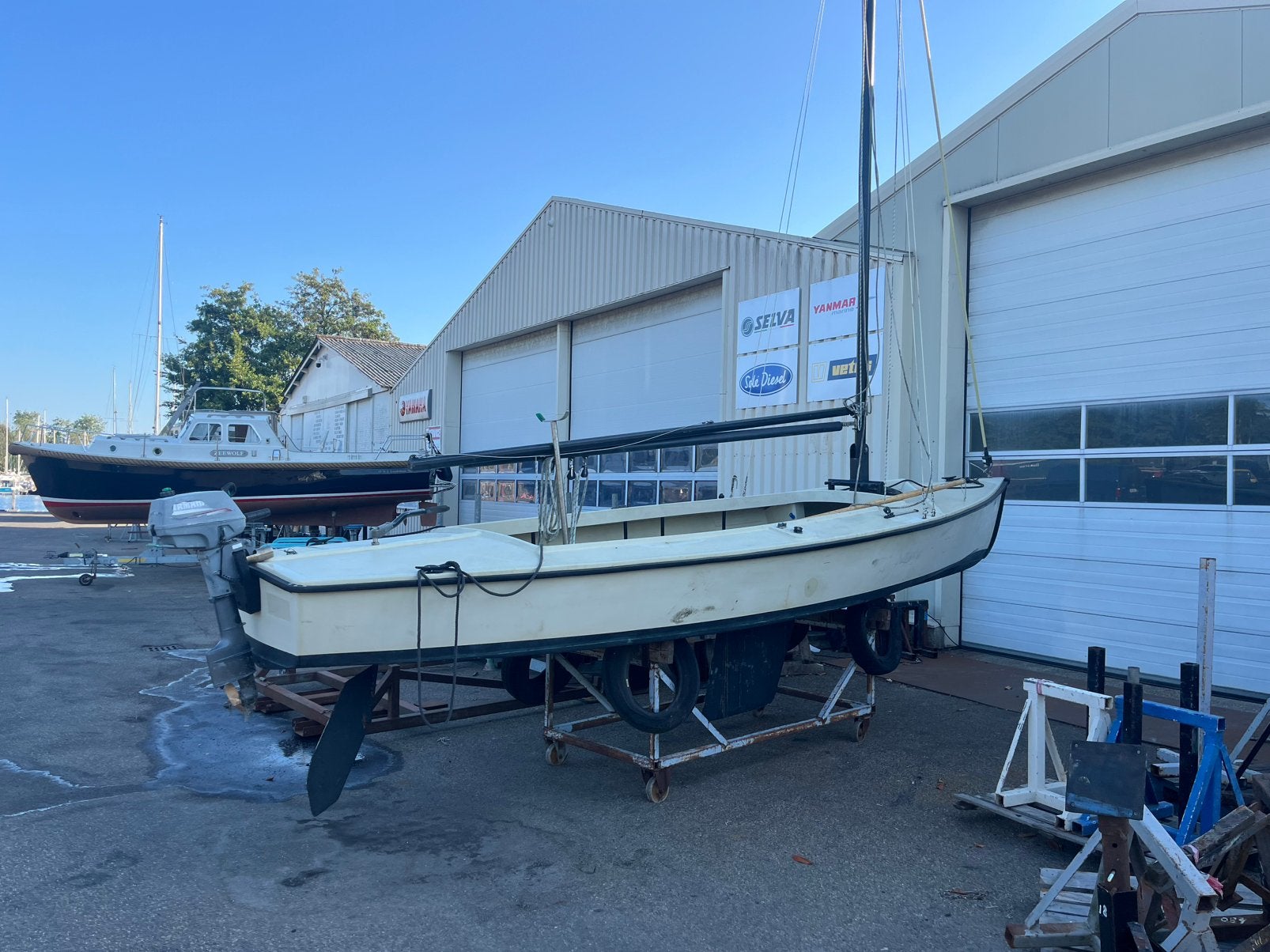 Polyvalk compeet met grootzeil en rolfok zonder motor, Ophalen, 6 meter of meer, Gebruikt, Grootzeil
