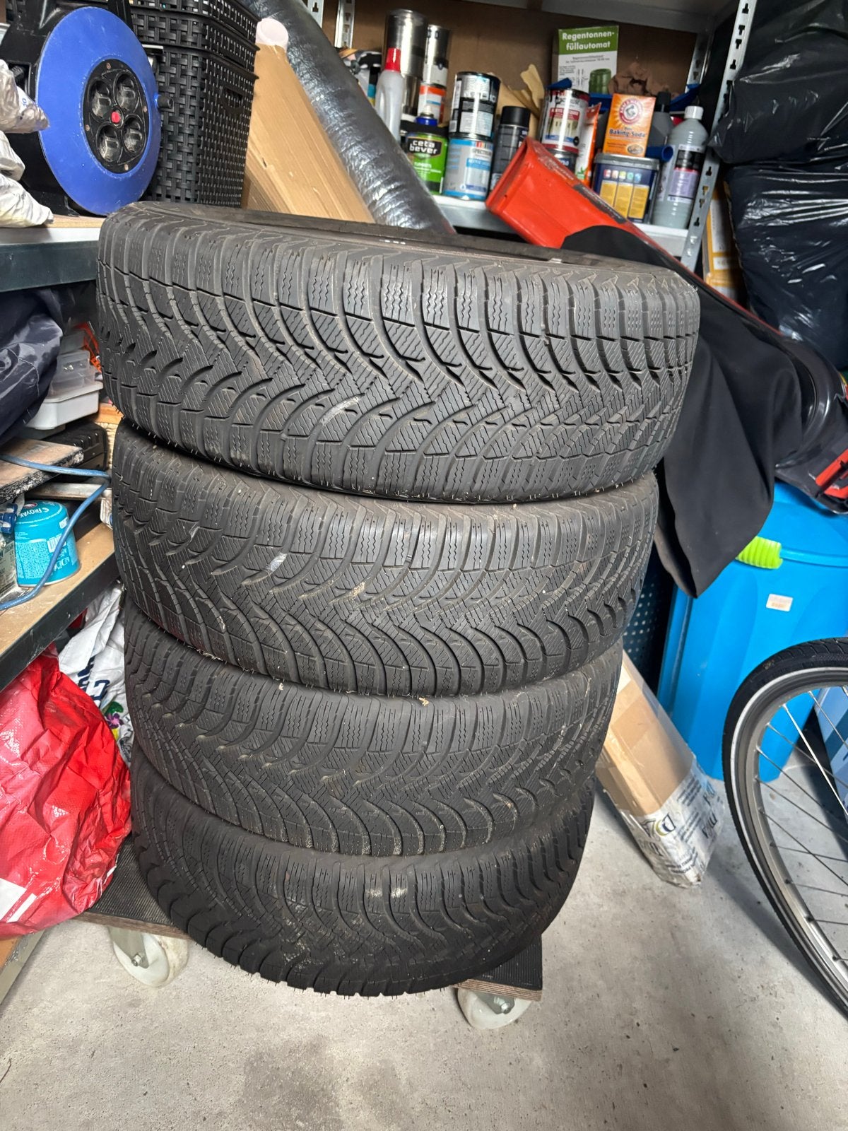 4 Michelin winterbanden 195/55R16 op velg - z.g.a.n., Ophalen, Gebruikt